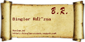 Bingler Rózsa névjegykártya